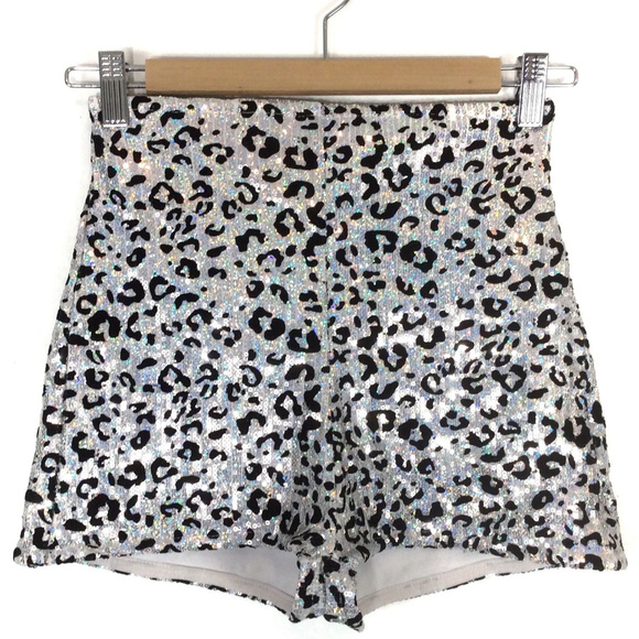 Roma Costume Pants - Sequin Cheetah High Waist HiRise Cheetah Shorts